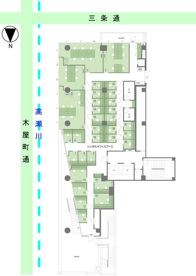 BIZcomfort三条木屋町/貸 事務所/テナント 京都/賃貸 物件